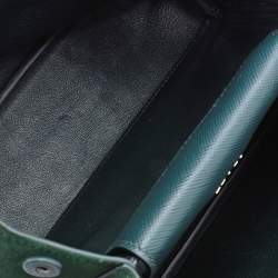 Pre Owned Prada Green Suede Top Handle Bag