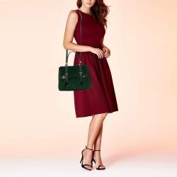 Pre Owned Prada Green Suede Top Handle Bag