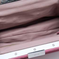 Pre Owned Prada Beige/Pink Woven Straw and Leather Shoulder Bag