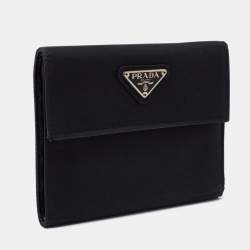 Pre Owned Prada Black Nylon Trifold Wallet
