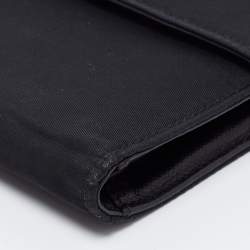 Pre Owned Prada Black Nylon Trifold Wallet