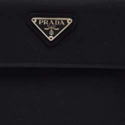 Pre Owned Prada Black Nylon Trifold Wallet