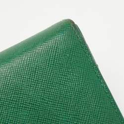 Pre Owned Prada Green Saffiano Lux Leather Logo Flap Continental Wallet