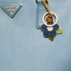 Pre Owned Prada Blue Saffiano Lux Leather Medium Galleria Double Zip Tote