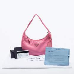 Pre Owned Prada Pink Nylon Mini Re-Edition 2000 Shoulder Bag