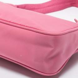 Pre Owned Prada Pink Nylon Mini Re-Edition 2000 Shoulder Bag