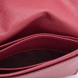 Prada Pink Saffiano Leather Flap Card Case 