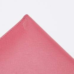 Prada Pink Saffiano Leather Flap Card Case 