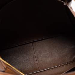 Pre Owned Prada Brown Vitello Daino Soft Leather Top Zip Tote