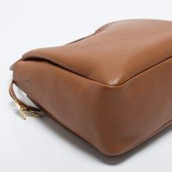 Pre Owned Prada Brown Vitello Daino Soft Leather Top Zip Tote
