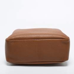 Pre Owned Prada Brown Vitello Daino Soft Leather Top Zip Tote