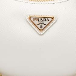 Pre Owned Prada White Saffiano Lux Leather Re-Edition 2005 Shoulder Bag
