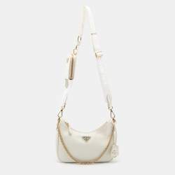 Prada White Saffiano Lux Leather Re-Edition 2005 Shoulder Bag