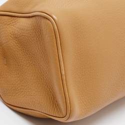 Pre Owned Prada Tan Daino Leather Top Zip Shoulder Bag