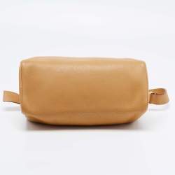 Pre Owned Prada Tan Daino Leather Top Zip Shoulder Bag