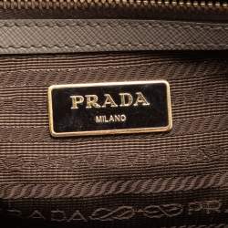 Pre Owned Prada Dark Beige Saffiano Lux Leather Large Galleria Double Zip Tote