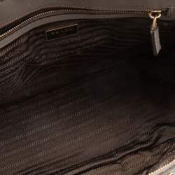 Pre Owned Prada Dark Beige Saffiano Lux Leather Large Galleria Double Zip Tote