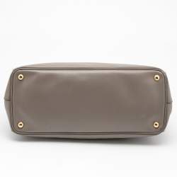Pre Owned Prada Dark Beige Saffiano Lux Leather Large Galleria Double Zip Tote