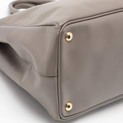 Pre Owned Prada Dark Beige Saffiano Lux Leather Large Galleria Double Zip Tote