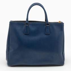 Pre Owned Prada Navy Blue Saffiano Lux Leather Extra Large Galleria Tote