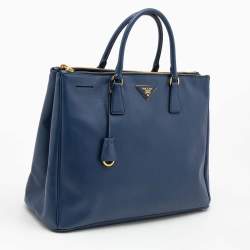 Pre Owned Prada Navy Blue Saffiano Lux Leather Extra Large Galleria Tote