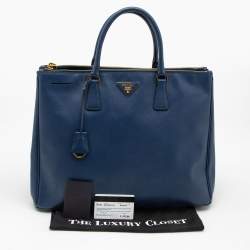 Pre Owned Prada Navy Blue Saffiano Lux Leather Extra Large Galleria Tote