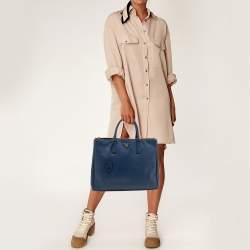 Pre Owned Prada Navy Blue Saffiano Lux Leather Extra Large Galleria Tote