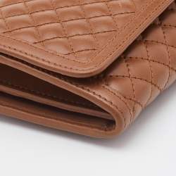 Pre Owned Prada Brown Quilted Leather Wallet on Chain