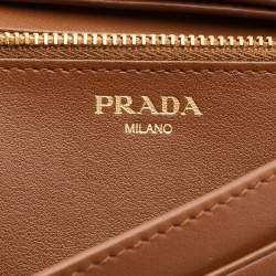 Pre Owned Prada Brown Quilted Leather Wallet on Chain