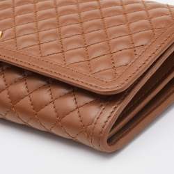 Pre Owned Prada Brown Quilted Leather Wallet on Chain