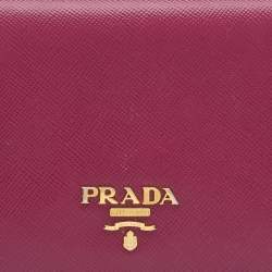 Pre Owned Prada Dark Pink Saffiano Leather Compact Wallet