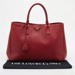 Pre Owned Prada Red Saffiano Leather Large Gardener's Tote
