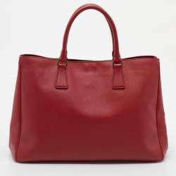 Pre Owned Prada Red Saffiano Leather Large Gardener's Tote