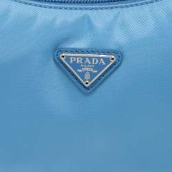 Pre Owned Prada Light Blue Tessuto Nylon Mini Re-Edition 2000 Baguette Bag