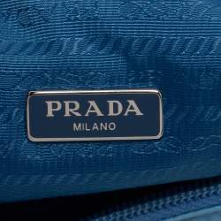 Pre Owned Prada Light Blue Tessuto Nylon Mini Re-Edition 2000 Baguette Bag