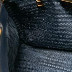 Pre Owned Prada Blue Saffiano Leather Small Double Zip Tote