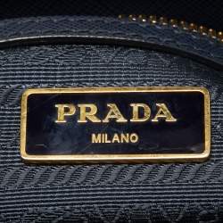 Pre Owned Prada Blue Saffiano Leather Small Double Zip Tote