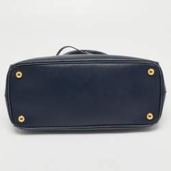 Pre Owned Prada Blue Saffiano Leather Small Double Zip Tote