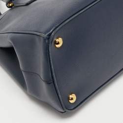 Pre Owned Prada Blue Saffiano Leather Small Double Zip Tote