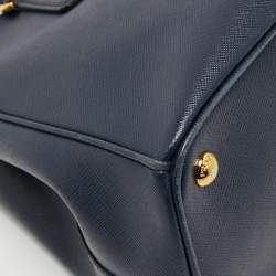 Pre Owned Prada Blue Saffiano Leather Small Double Zip Tote