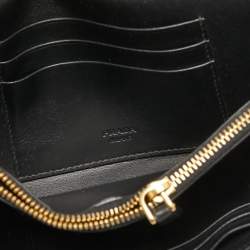 Pre Owned Prada Black Nylon and Leather Logo Flap Wallet on Strap