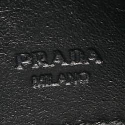 Pre Owned Prada Black Nylon and Leather Logo Flap Wallet on Strap