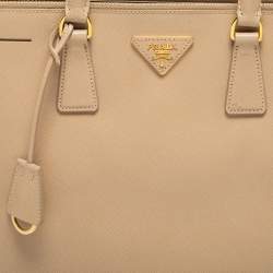 Prada Beige Saffiano Lux Leather Large Galleria Double Zip Tote
