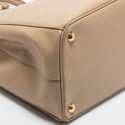 Prada Beige Saffiano Lux Leather Large Galleria Double Zip Tote