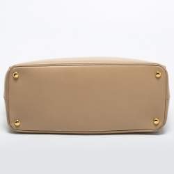 Prada Beige Saffiano Lux Leather Large Galleria Double Zip Tote