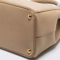 Prada Beige Saffiano Lux Leather Large Galleria Double Zip Tote