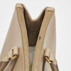 Prada Beige Saffiano Lux Leather Large Galleria Double Zip Tote