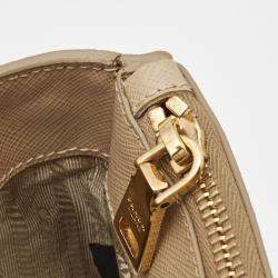 Prada Beige Saffiano Lux Leather Large Galleria Double Zip Tote