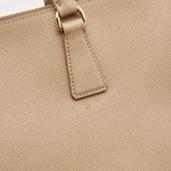 Prada Beige Saffiano Lux Leather Large Galleria Double Zip Tote