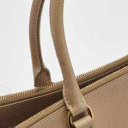 Prada Beige Saffiano Lux Leather Large Galleria Double Zip Tote